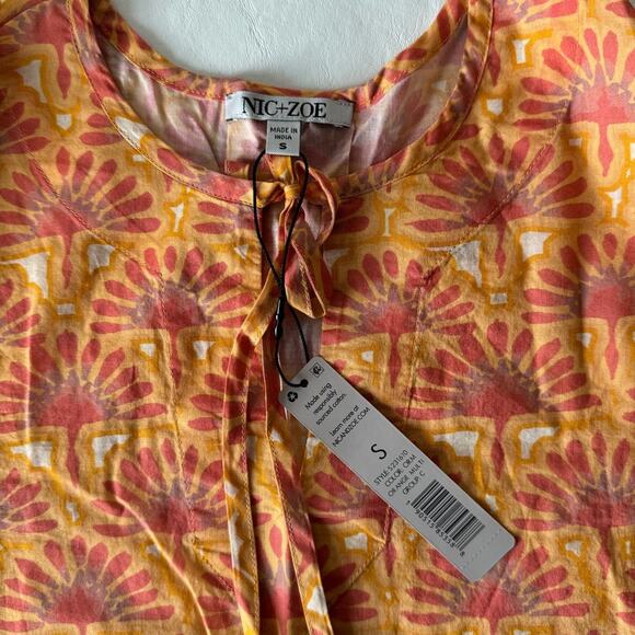 NIC+ZOE Swan Rays Top in Orange Multi - Picture 7 of 11